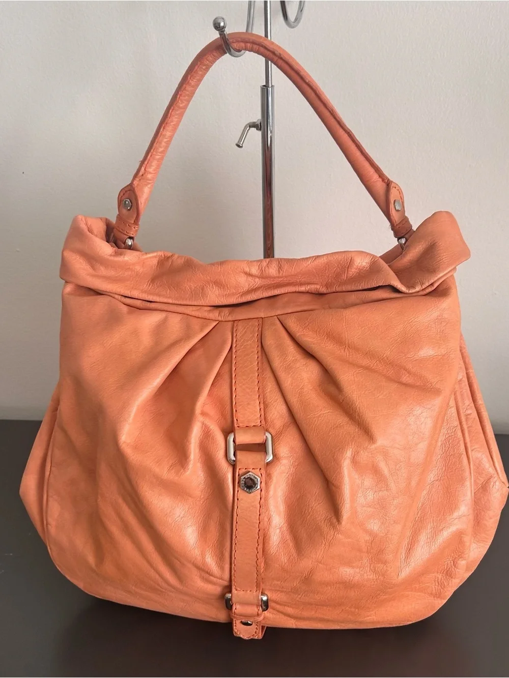 Vintage Y2K Marc Jacobs Orange Leather Slouchy Hobo Shoulder Bag